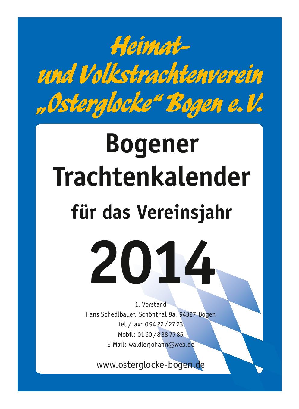 Bogener Trachtenkalender 2014 (Deckblatt)