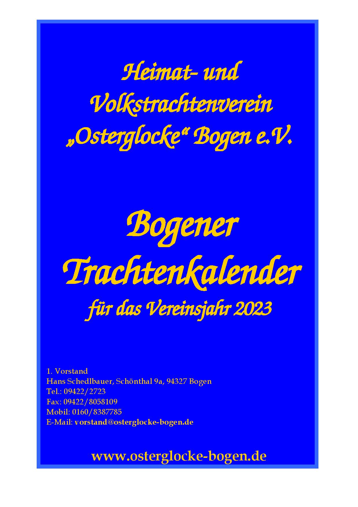 Bogener Trachtenkalender 2023 (Deckblatt)