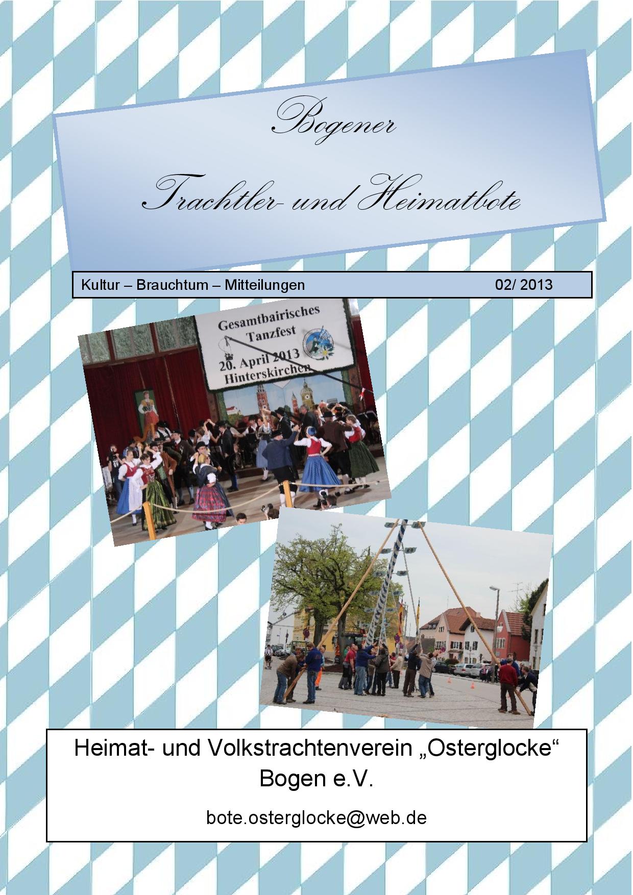 Bogener Trachtler- und Heimatbote 02/2013 (Deckblatt)