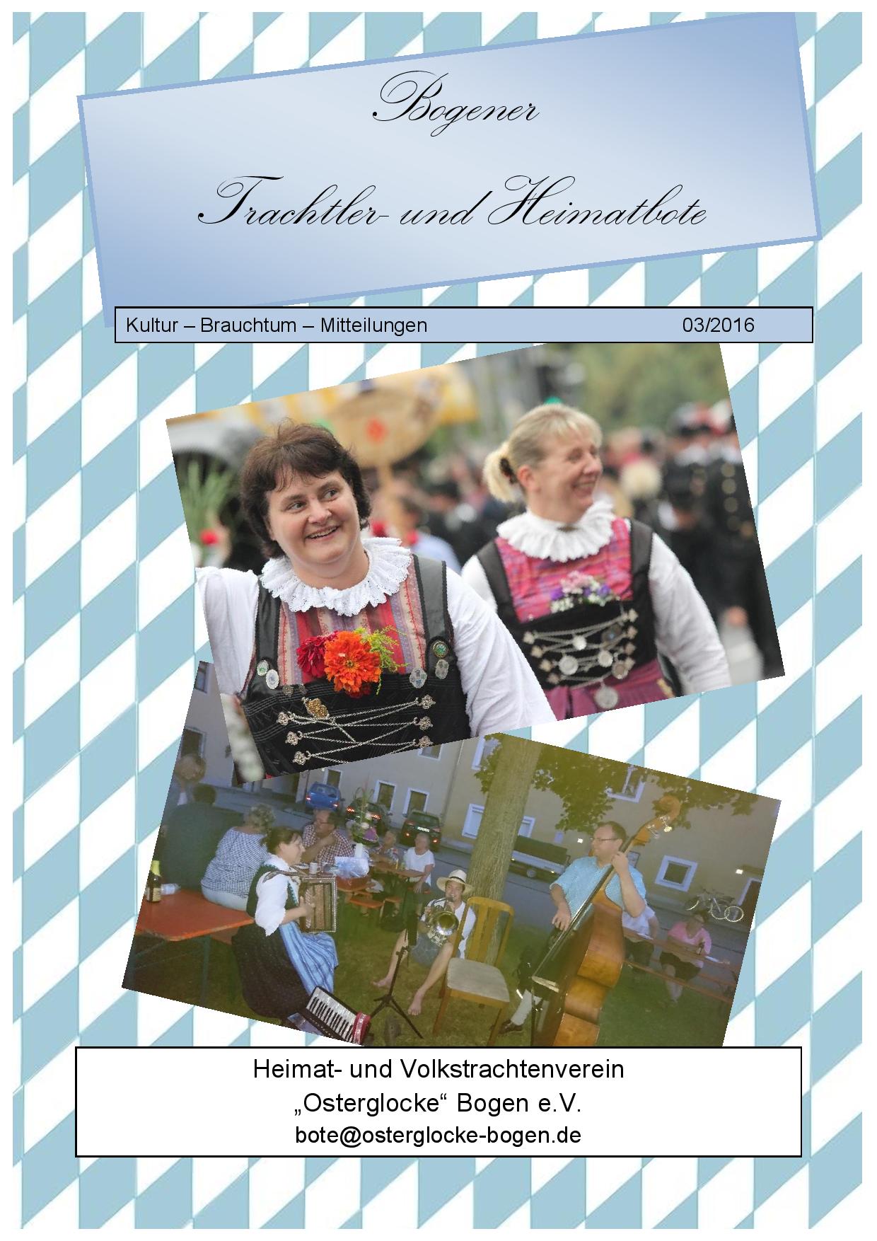 Bogener Trachtler- und Heimatbote 03/2016 (Deckblatt)